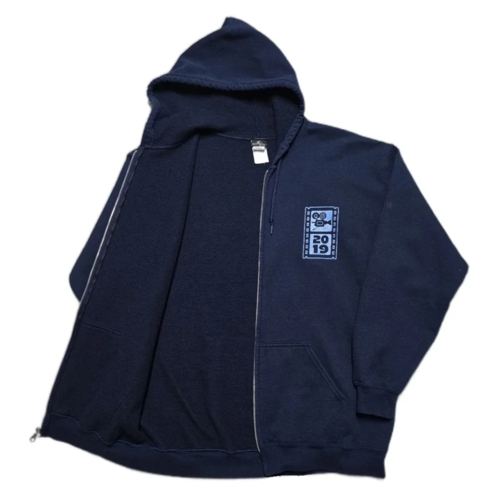 Disney‎ Universal Studio Full Zip Up Hoodie Mens L Blue Double Sided
